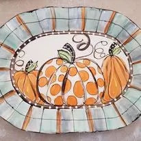 Oval Fall Pumpkins Tray