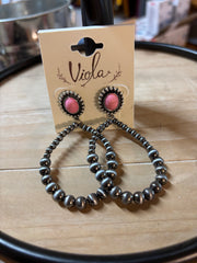 Black & Pink beaded teardrop Earrings