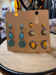Orange and Turquoise earrings Sets