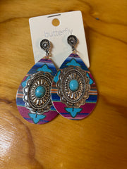 Aztec & Turquoise Teardrop Earrings