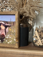 Pig in wildflowers, Spring pig print, Wall Art