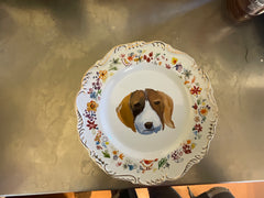 Dog Plate w/ Gold Trim