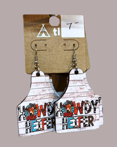 Farm life-Howdy Heifer Wood Earrings