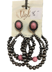 Navajo Pearl & Pink Conch Teardrop Earrings