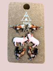 Farm Animals 3 set earrings