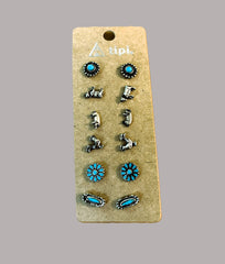 Western Turquoise / Silver Earring set