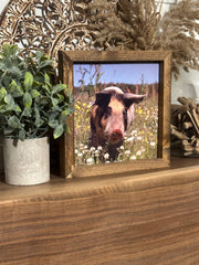 Pig in wildflowers, Spring pig print, Wall Art
